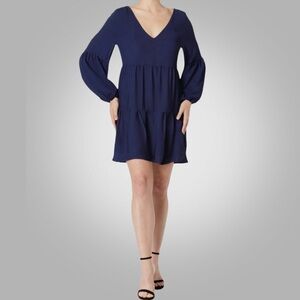 NWOT No Brand Navy V-Neck Tiered Babydoll Mini